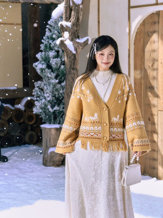 July Eve [Jinxian] Red jacket knitted cardigan han HanFuDreams