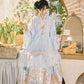 Flower Fairy Story [Yan Yunting] Pipa Sleeve Crossneck Shirt Blue Horse Skirt Set Ming ming HanFuDreams