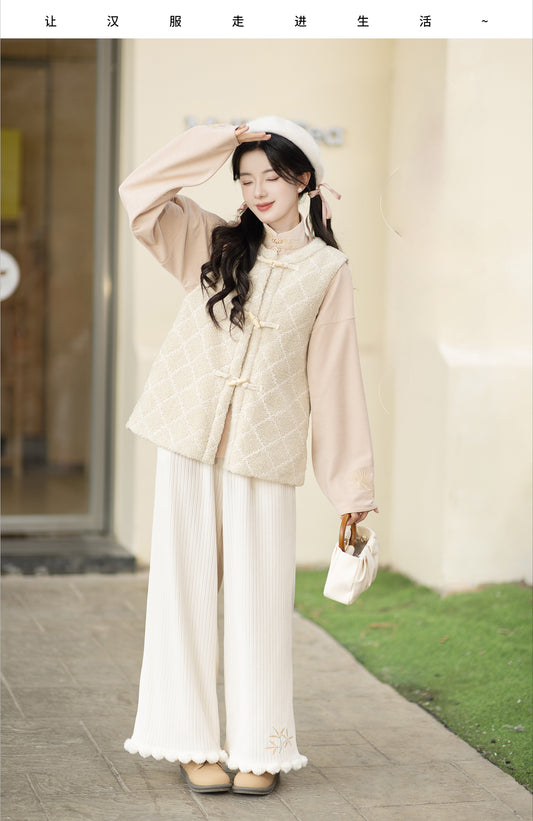 Ming-made crew neck tie-up shorts Song pants Hanfu women