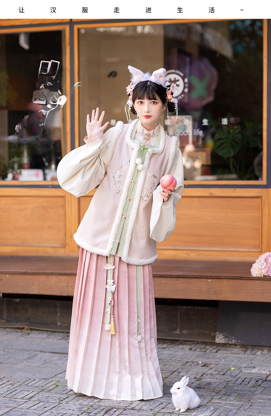 Ming-made velvet short than nail pleated skirt Hanfu