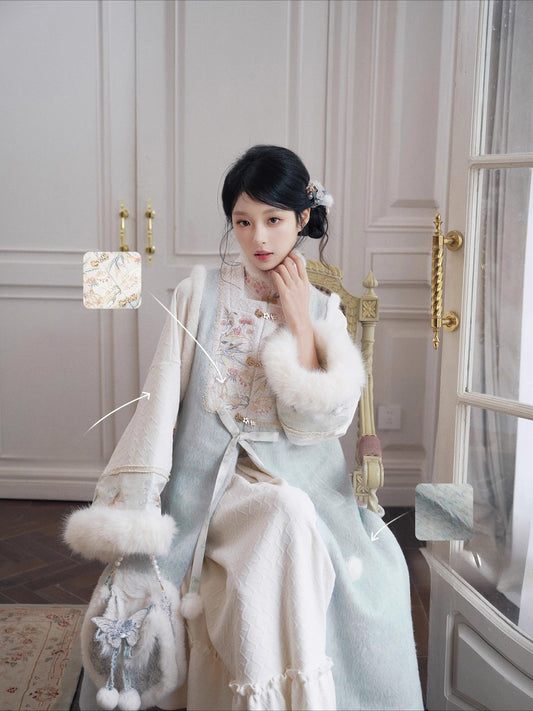 July Eve [Shakuyu Brush Dream] Changbijia stand-up collar knitted dress modern HanFuDreams