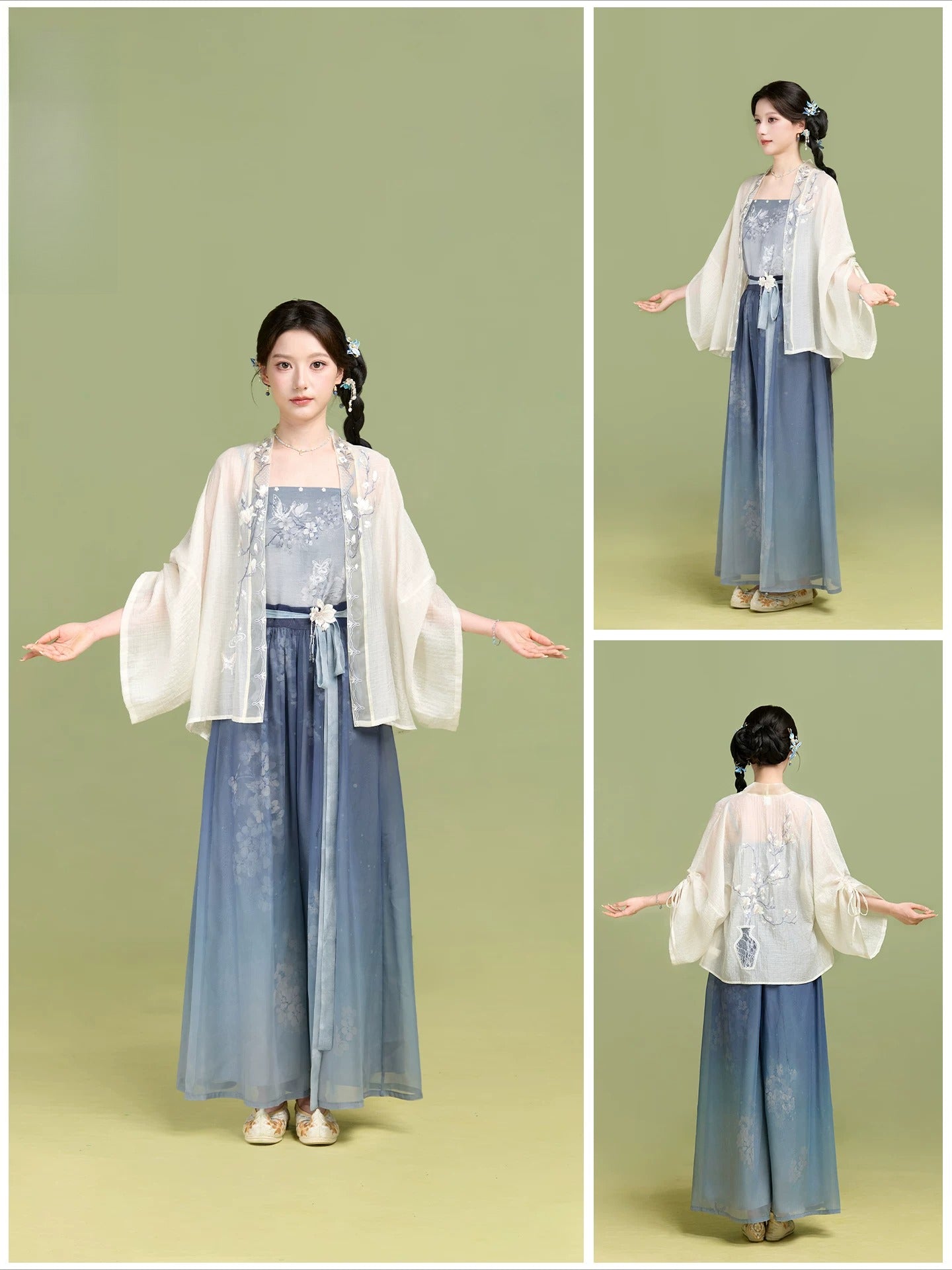 [Yulan Vase]Embroidered Chinese 2 Piece Summer Set Shisanyu